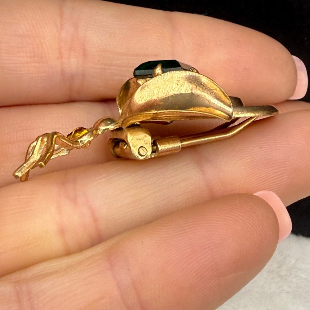Vintage Insect Fur Clip Bug Gold Tone Rhinestone‎ - Picture 6 of 9